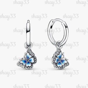 Pandora Blue Butterfly Hoop Earrings